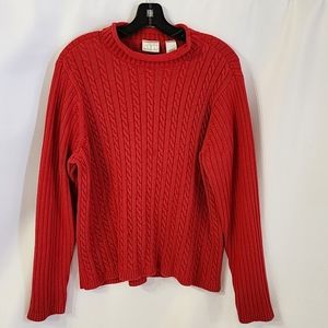 Village sport red cable knit sweater chunky bright size 2 38 chest